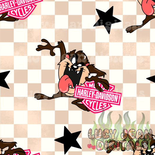 Beige/white Checkered cartoon character HD Motorcycle Seamless File