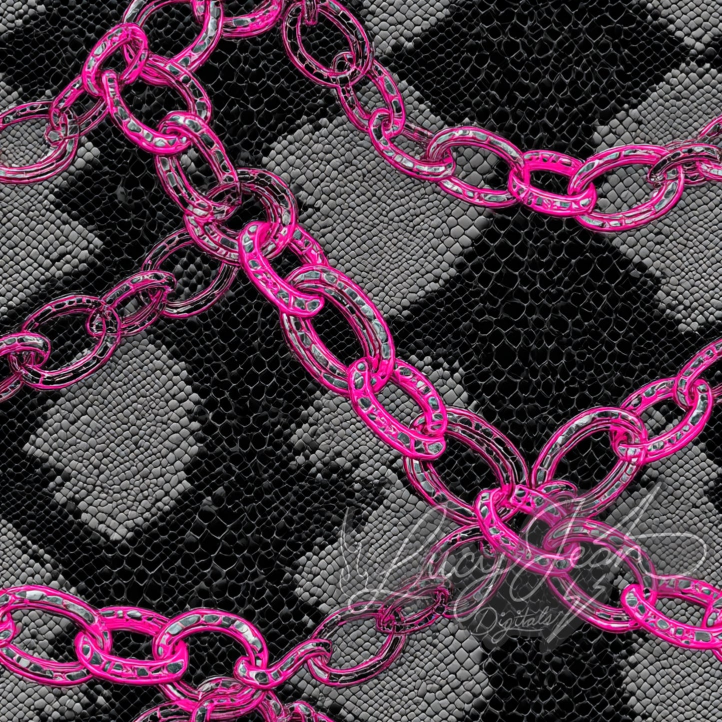 LIMITED COLLAB LJD X SLS X JCD SNAKE SKIN HOT PINK CHAINS SEAMLESS FILE