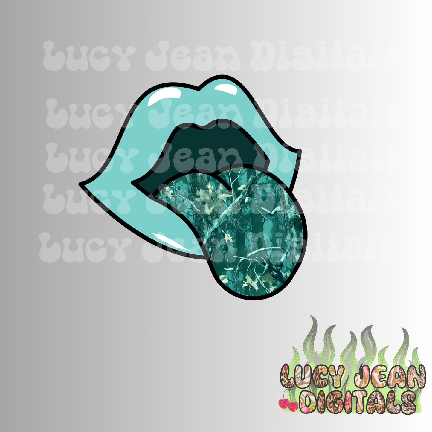 Teal Lips Camo PNG