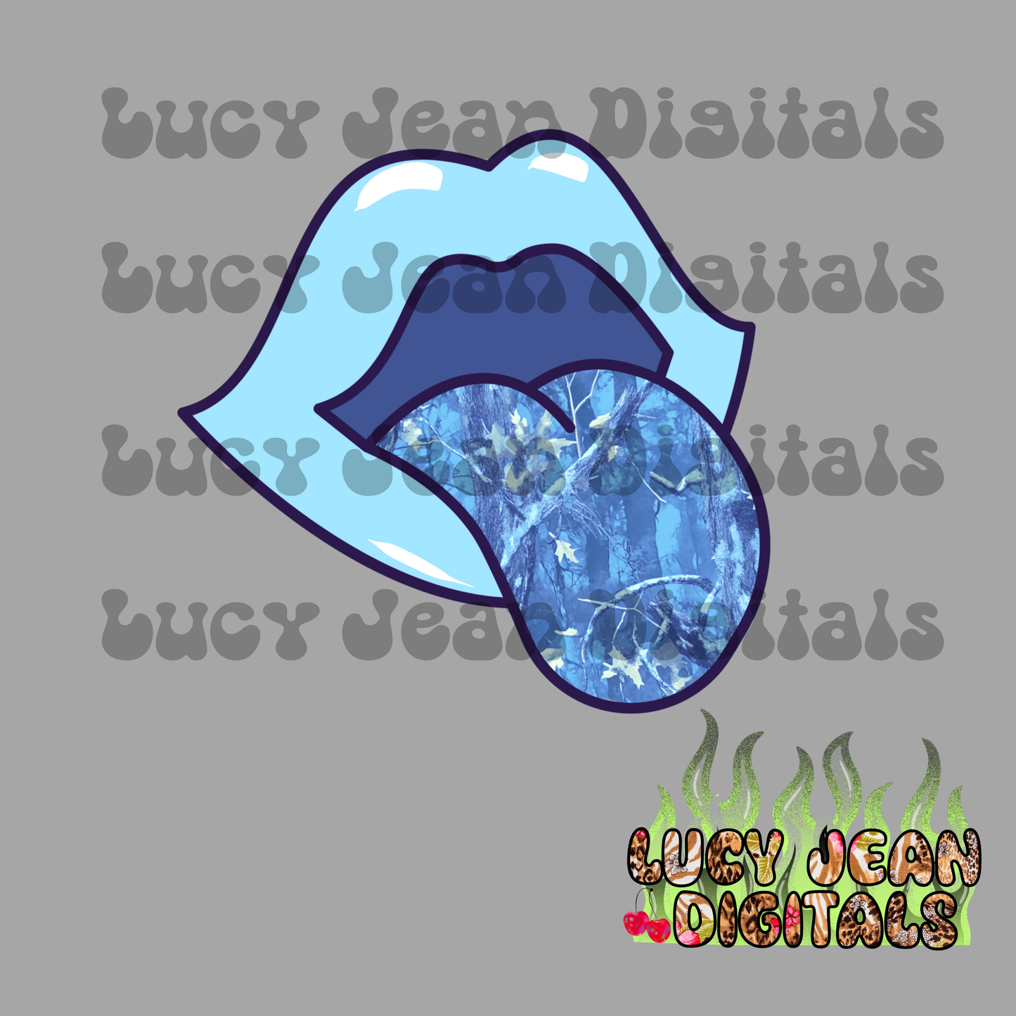 Blue Lips Camo PNG