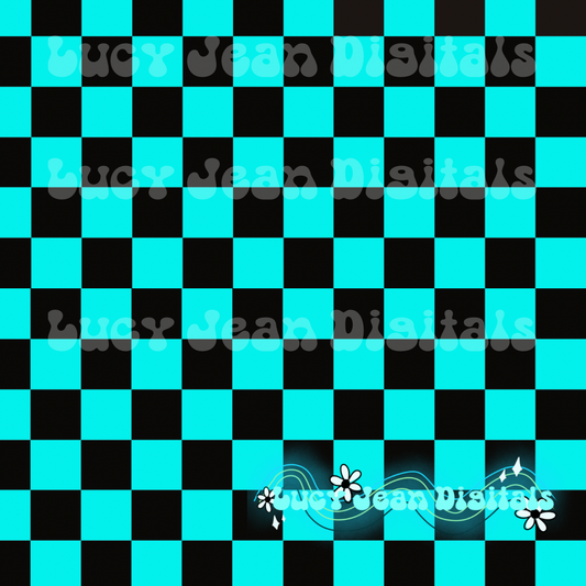 Neon blue Checkered Seamless file