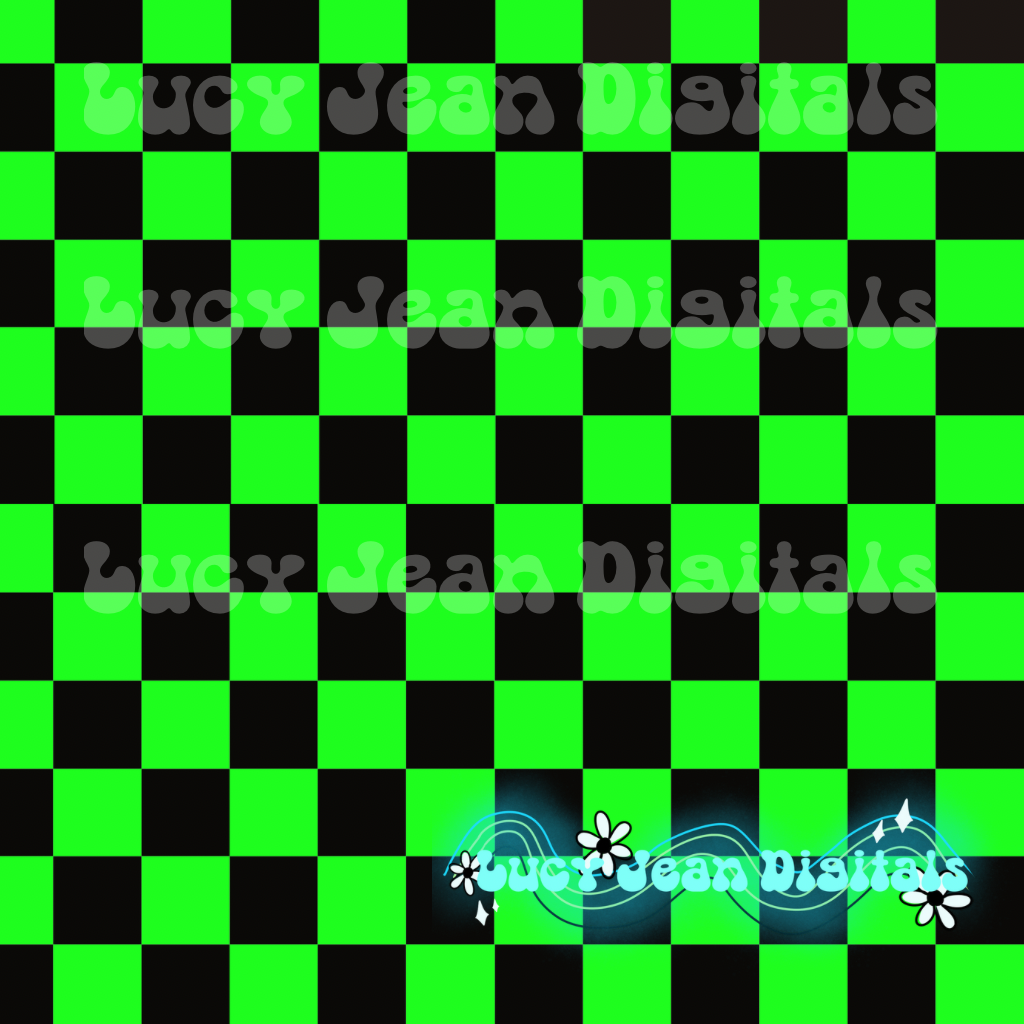 Neon green Checkered coord