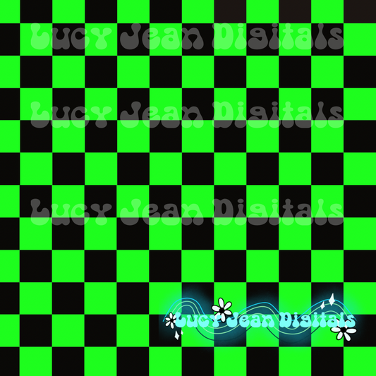 Neon green Checkered coord