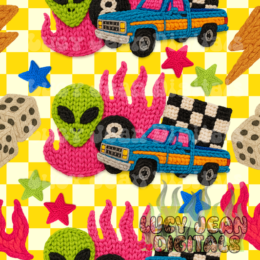 Pickup truck checkered crochet seamless file