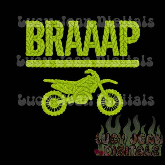 Lime green Moto Braaap crochet PNG