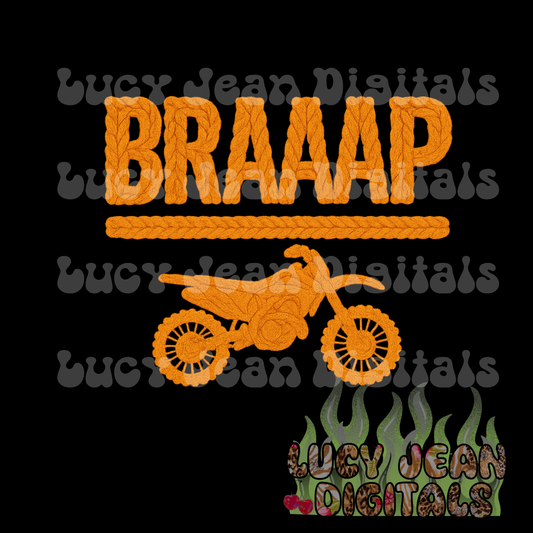 Orange Moto Braaap crochet PNG