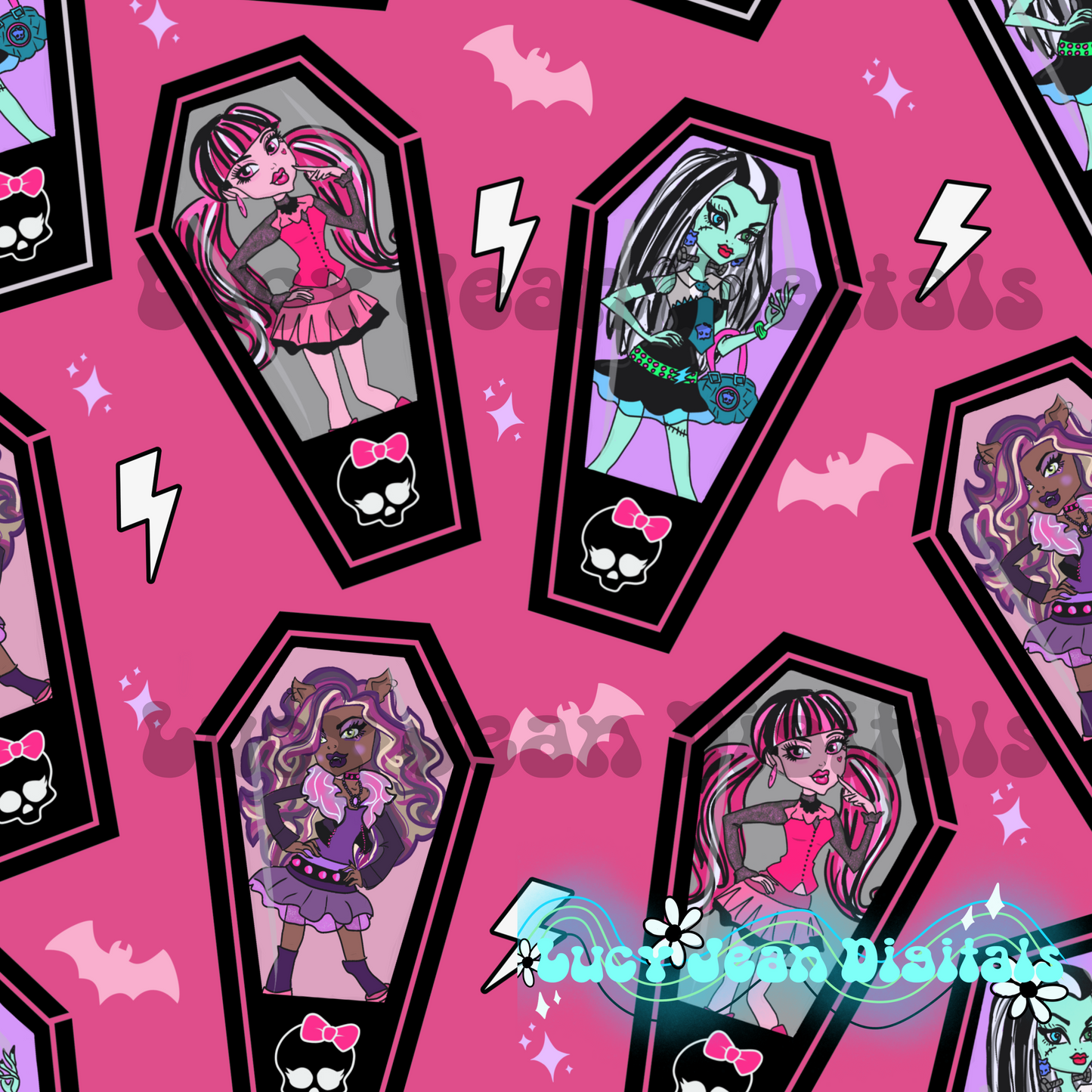 Monster Doll School Pink Seamless file