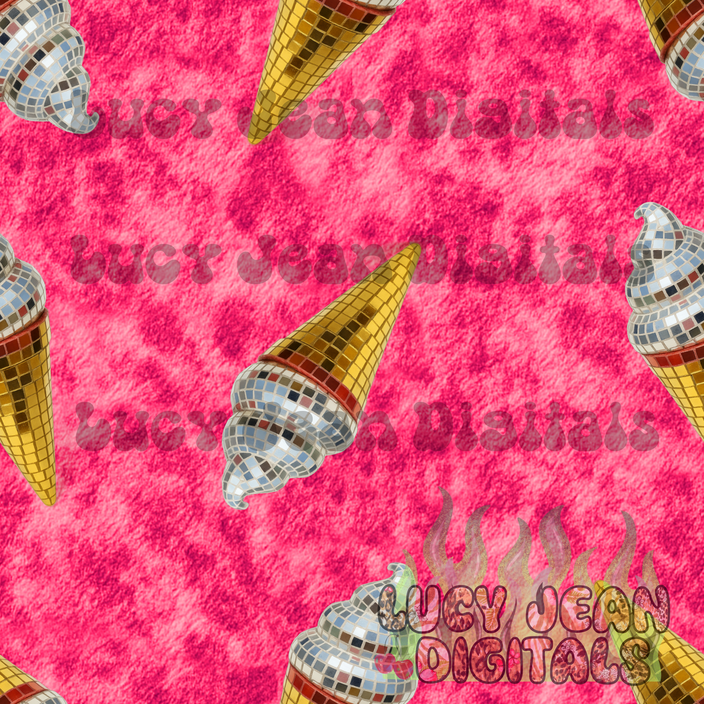 Disco ball ice cream cone Seamless File