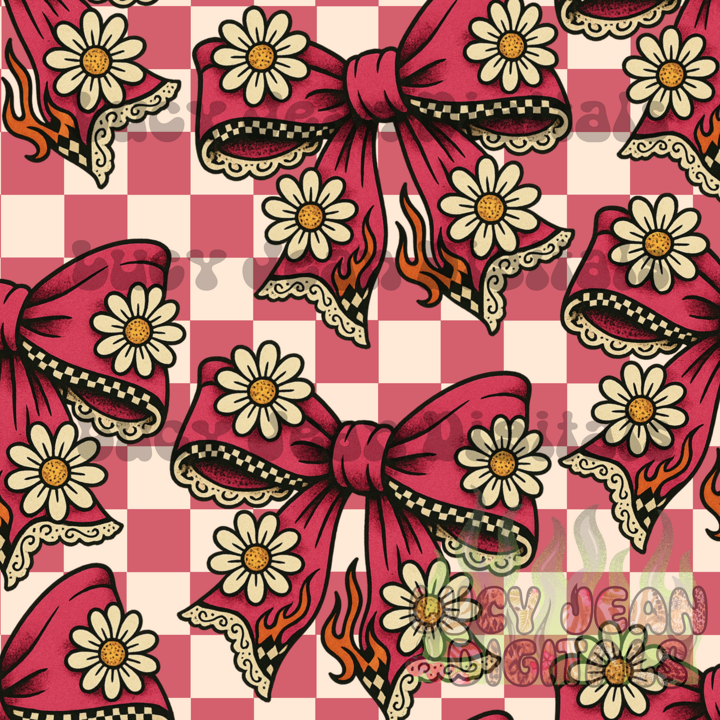 Daisy Checkered Bows Seamless File