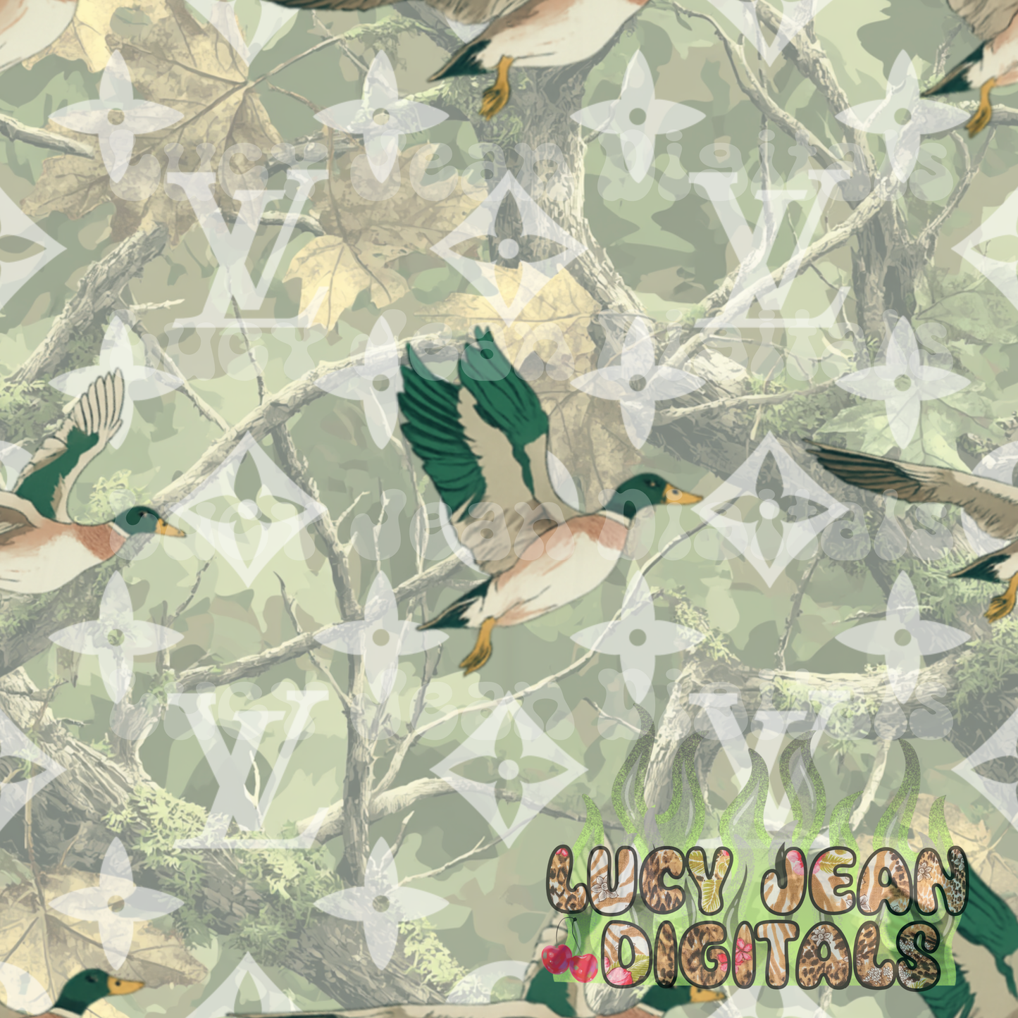 Boujee green camo Mallards Seamless File