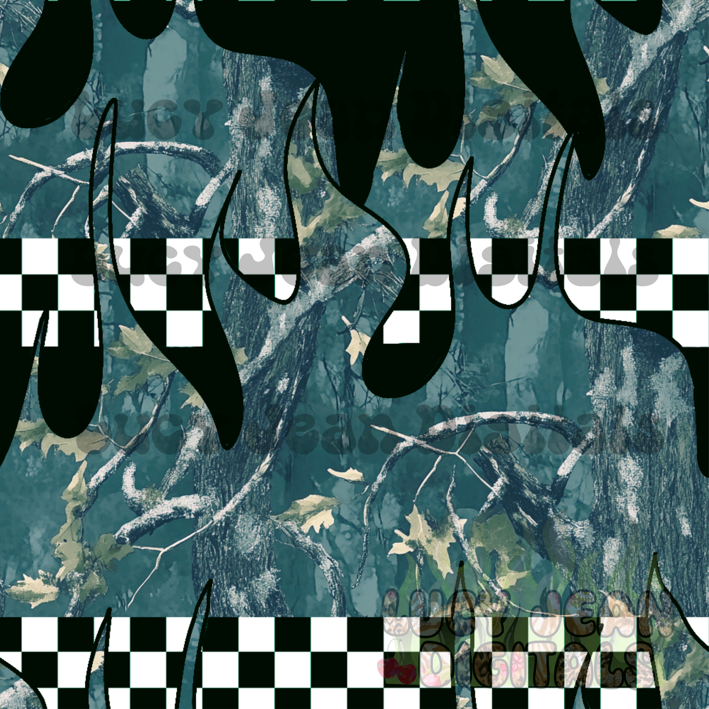 Blue camo flames Seamless File
