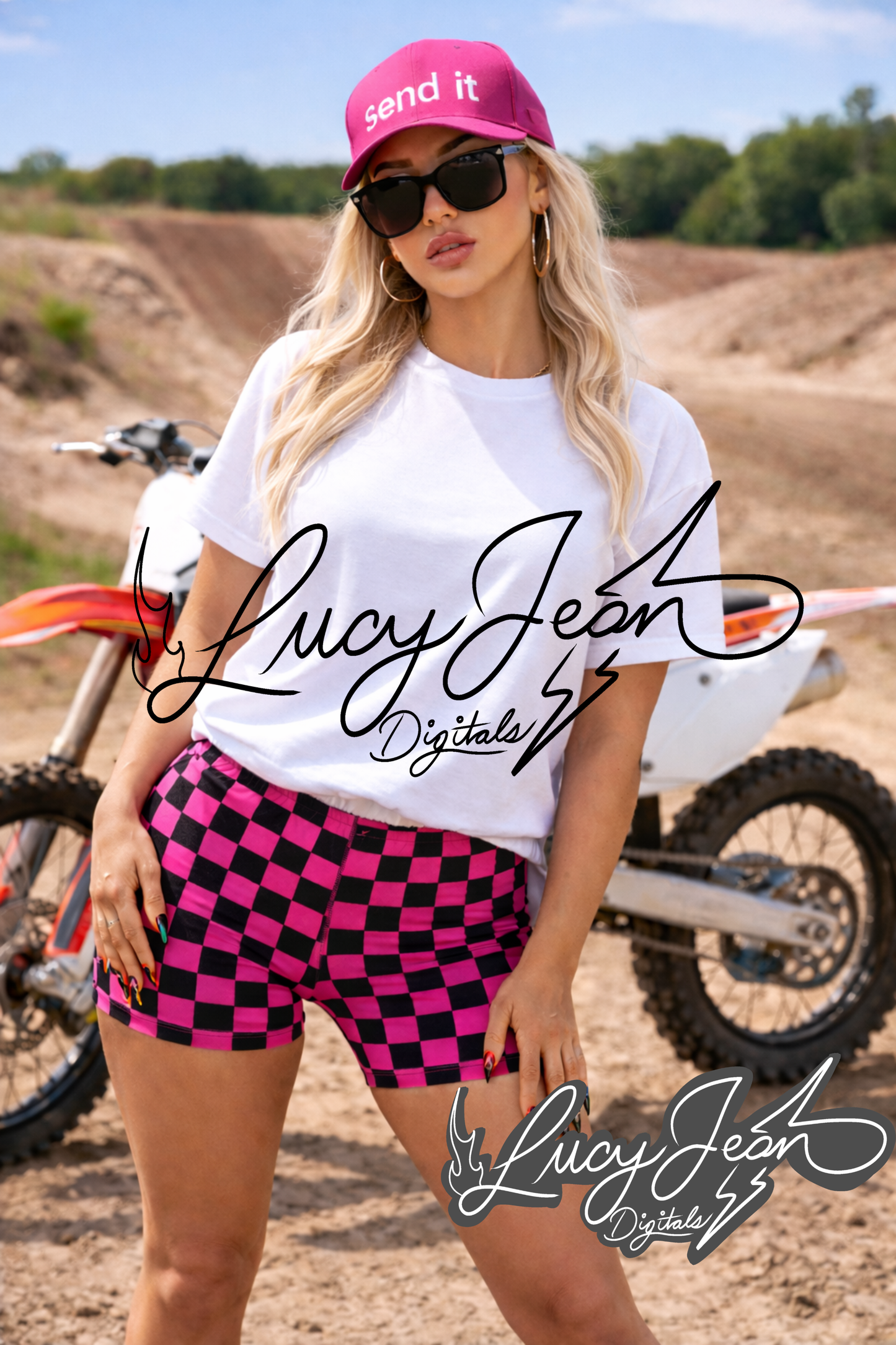 White t-shirt moto pink Mock up
