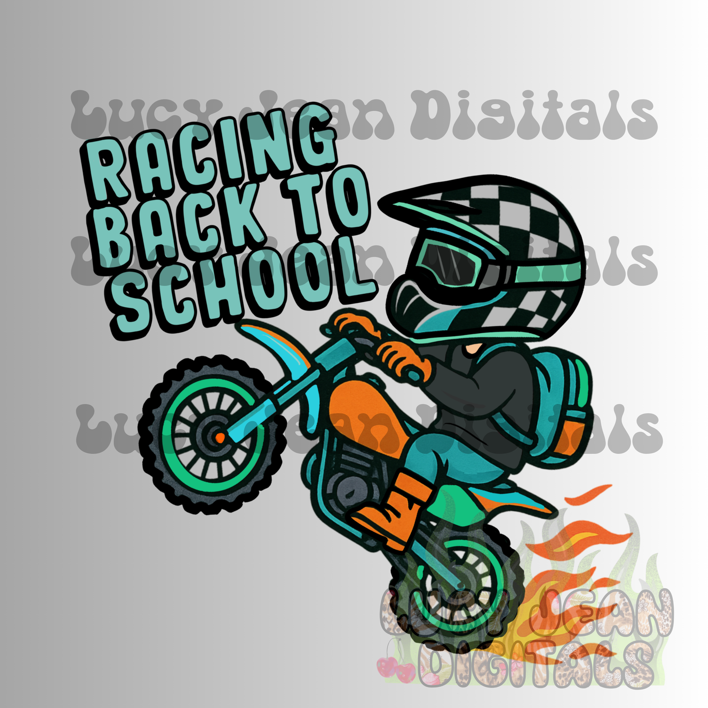 Racing back to school boy PNG