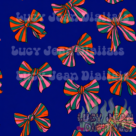 Bold dopamine royal blue/ orange bows seamless File