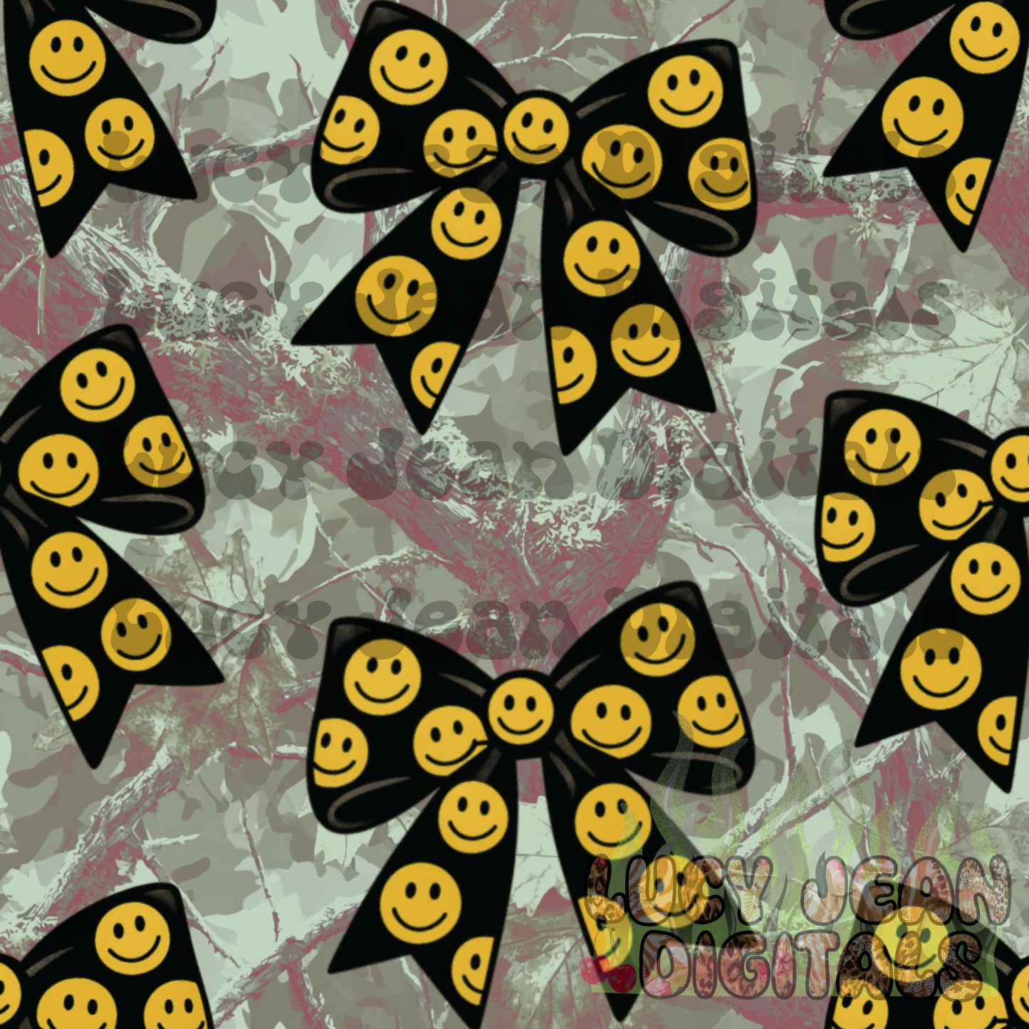 Smiley dopamine bows camo Seamless File