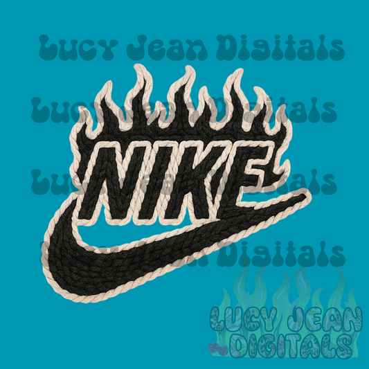 Chunky yarn black flames Sneaker PNG