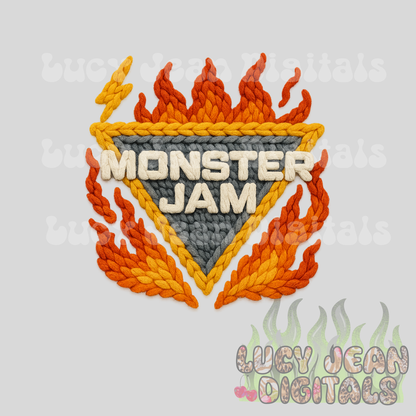 Chunky yarn Monster Truck PNG