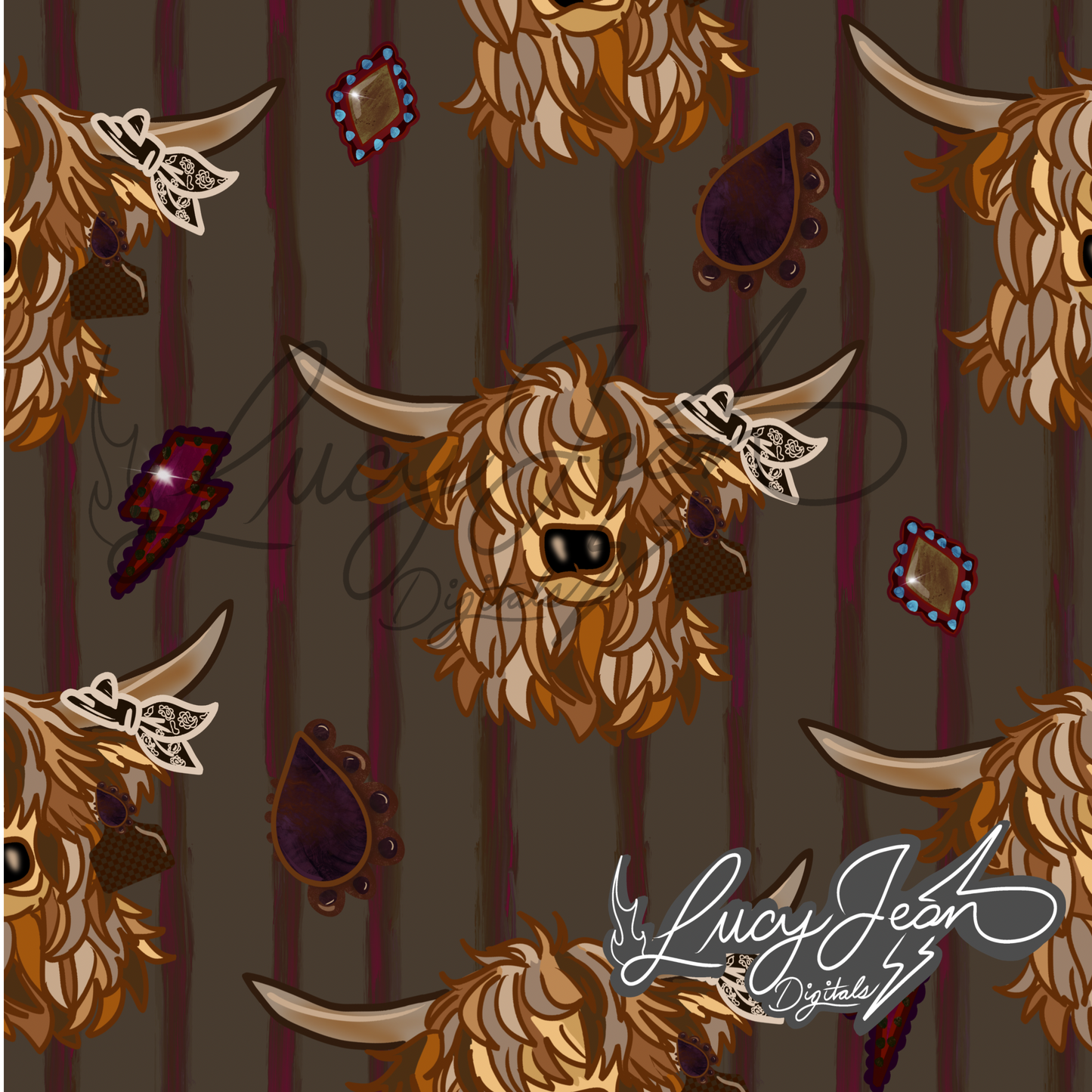 Highlander cow brown seamless file- 2026