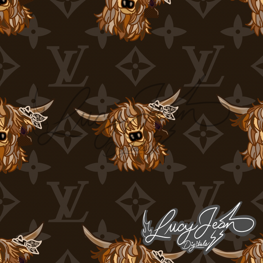 Boujee Highlander cow seamless file- 2026
