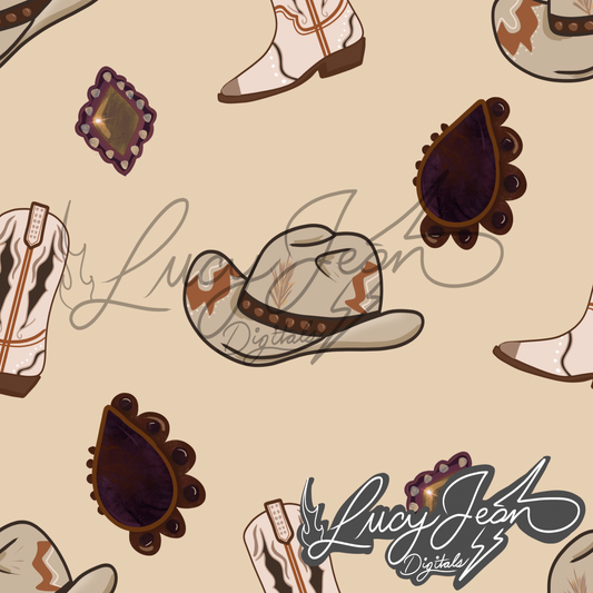 Cowboy Hats and conchos seamless file- 2026