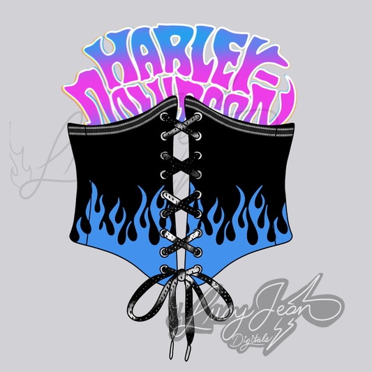 HD motorcycle corset flames PNG- 2026