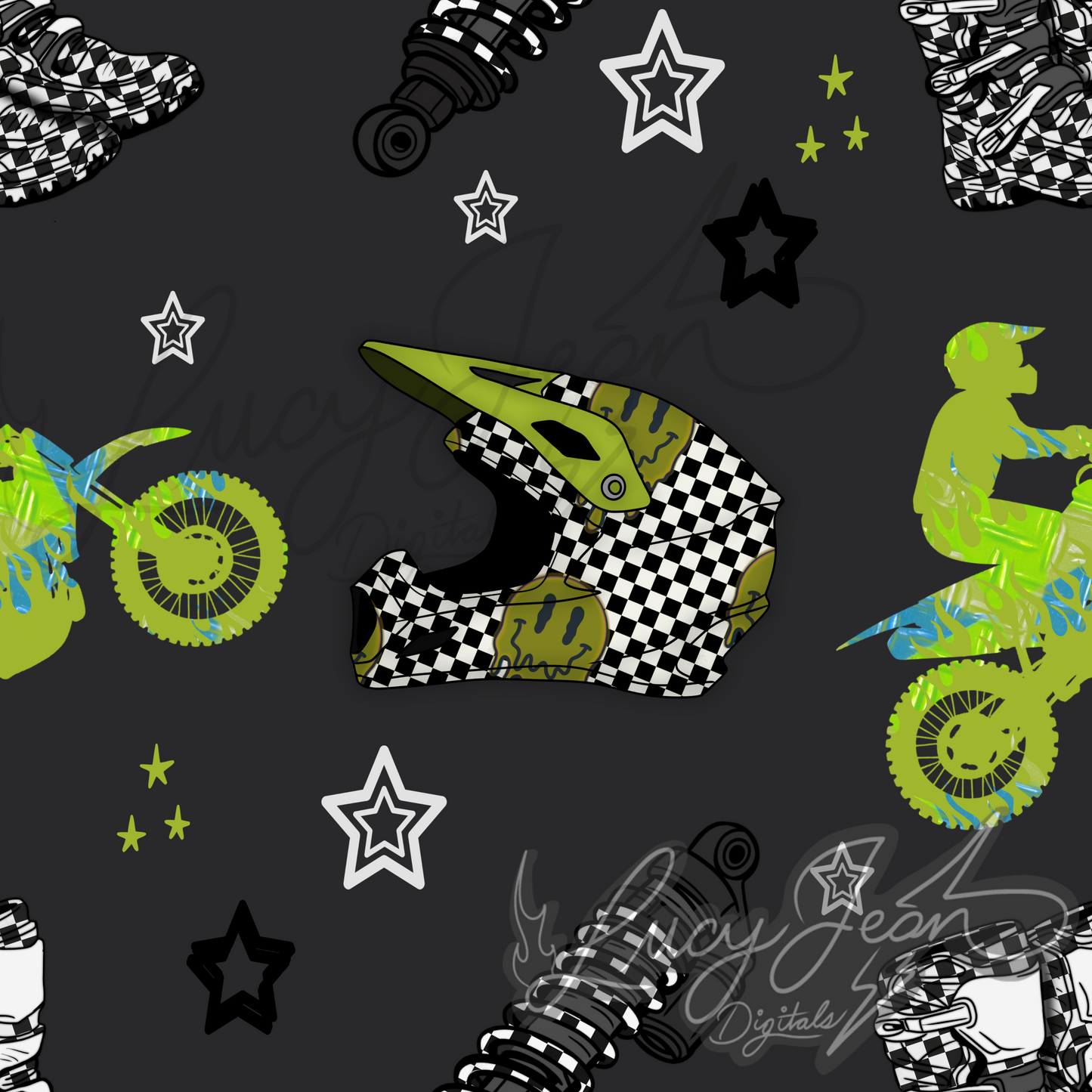 Smiley helmet moto dirt bike seamless file- 2026