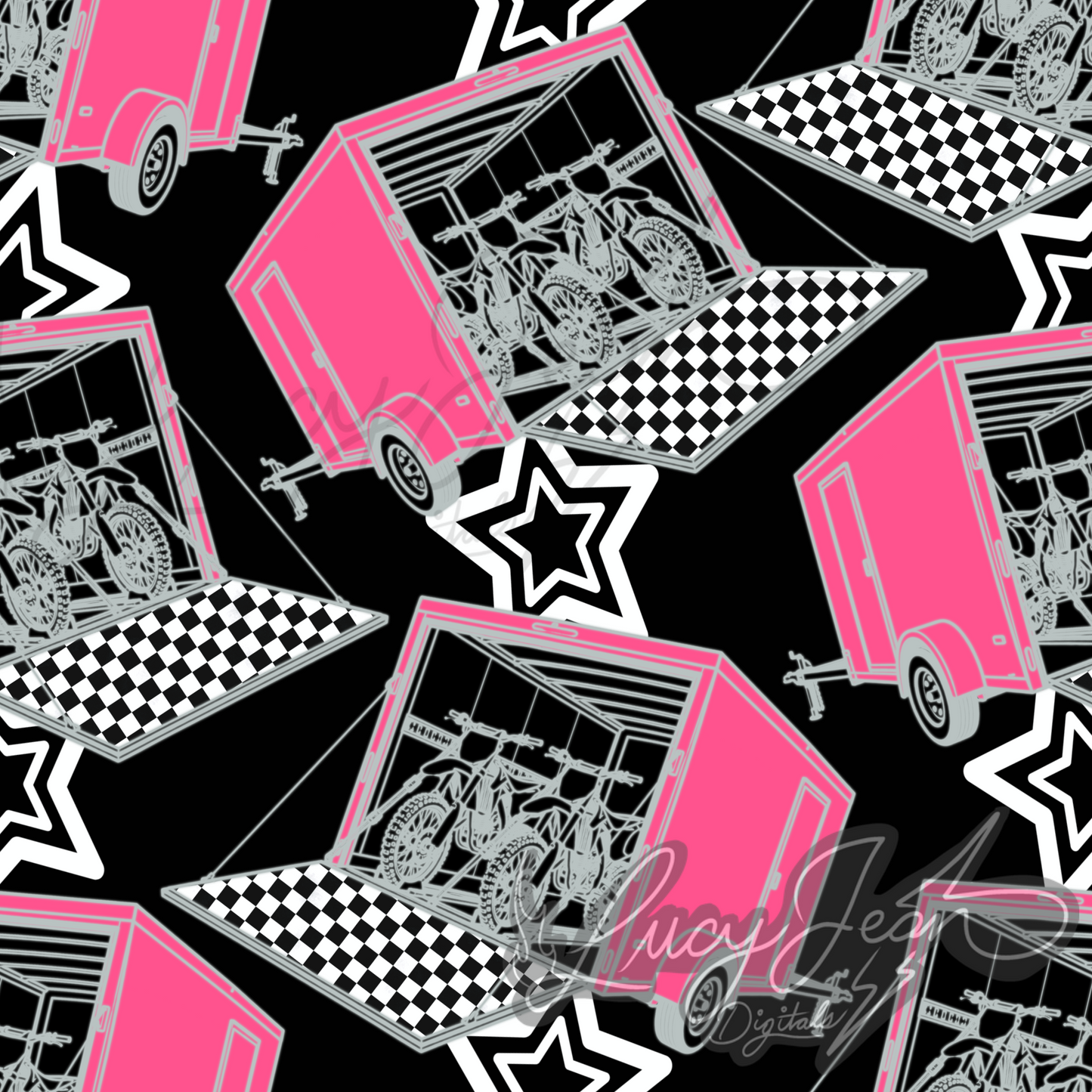 moto dirt bike pink trailer seamless file- 2026
