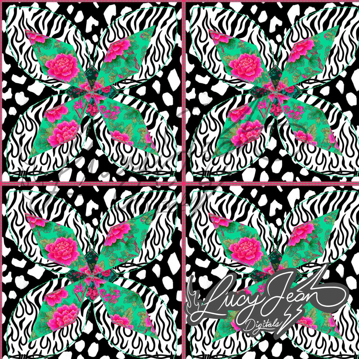 Zebra floral quilt seamless file- 2026