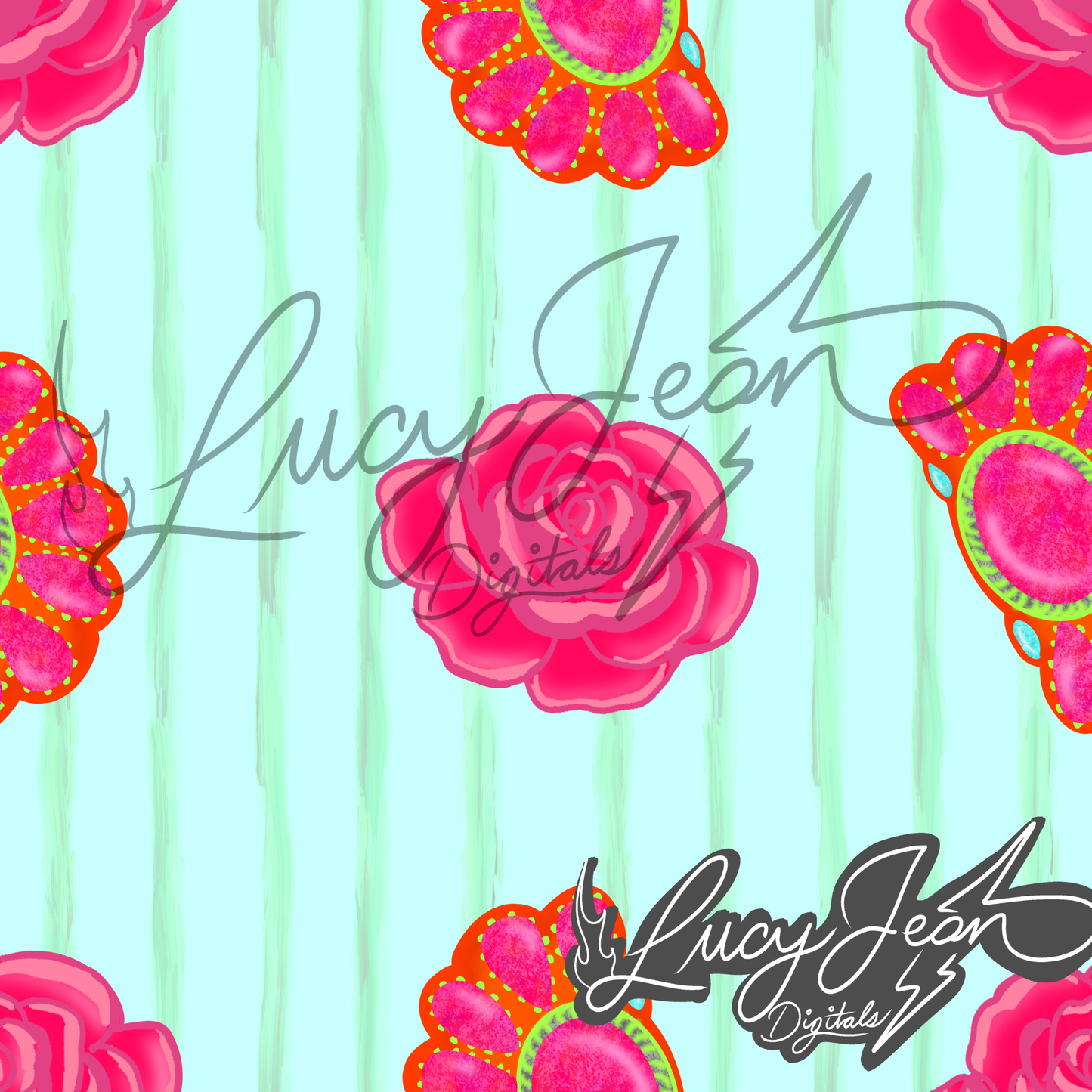 Roses, conchos, and stripes seamless file- 2026