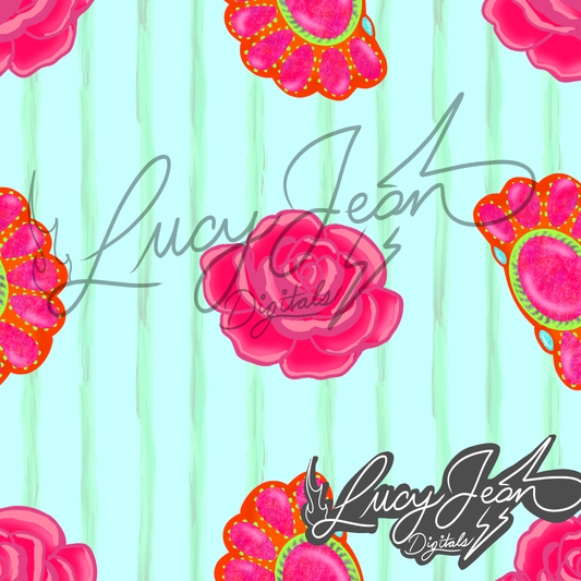 Roses, conchos, and stripes seamless file- 2026