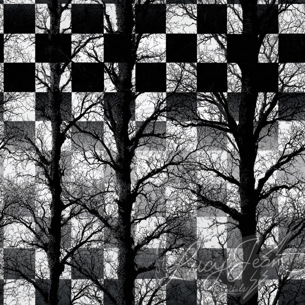 Checkered camo trees black and white seamless file- 2026