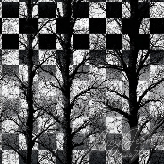 Checkered camo trees black and white seamless file- 2026