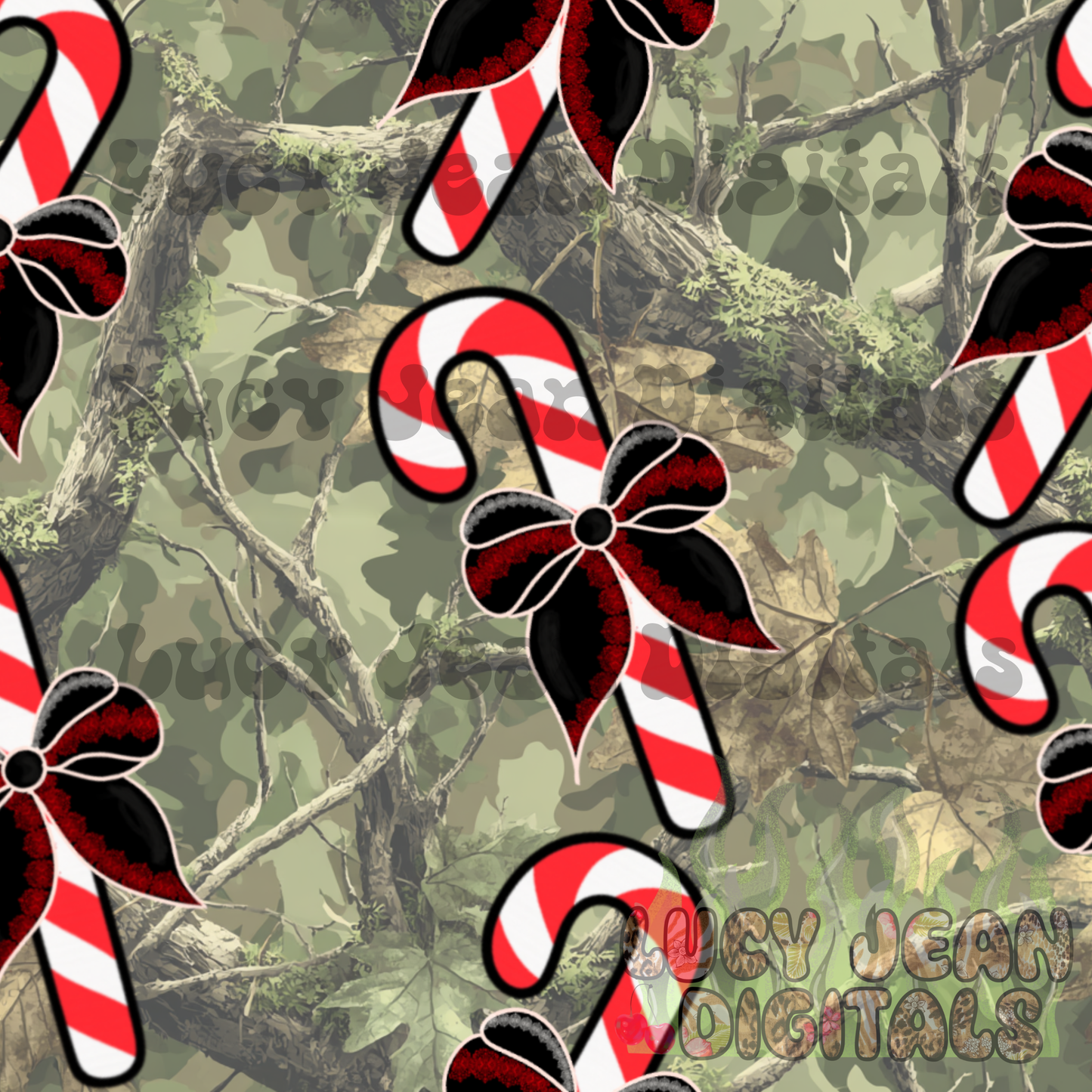 Candy cane Camo bow Seamless File