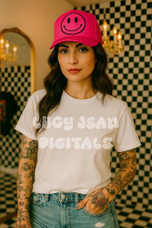 White tshirt modeled dopamine Mockup