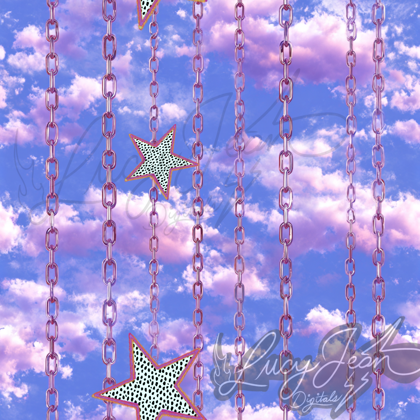 Cotton candy clouds with chains seamless file-2026