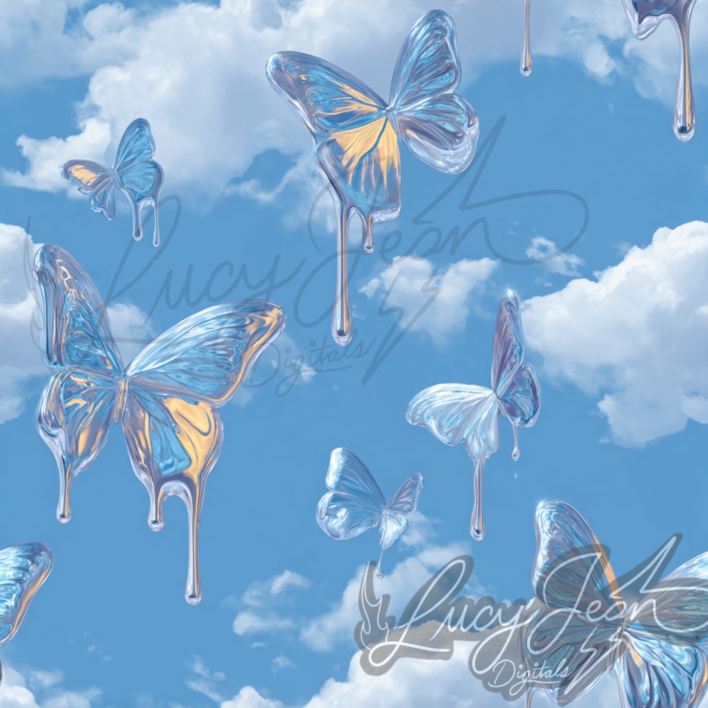 Butterfly drip clouds seamless file- 2026