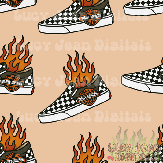 Flaming Motorcycle Sneakers tan Seamless File