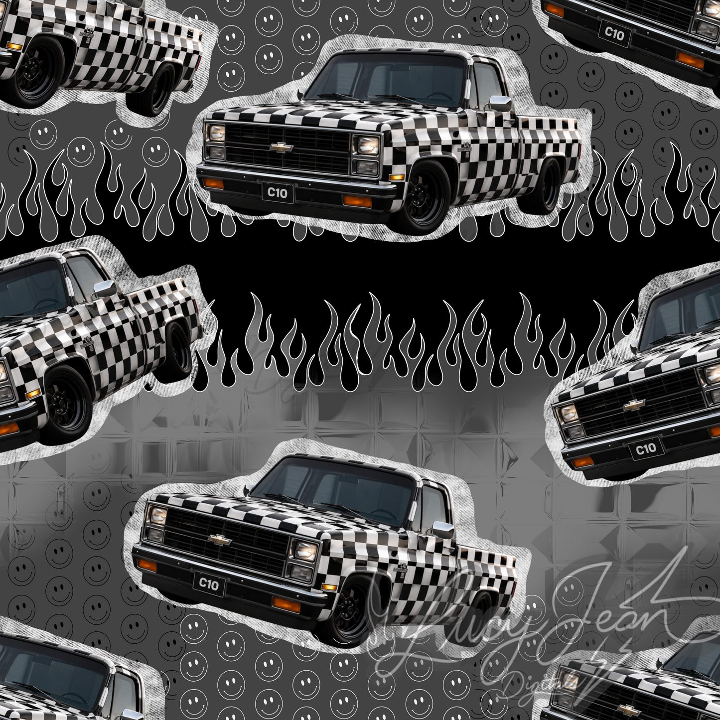 Checkered C square body truck seamless file-2026