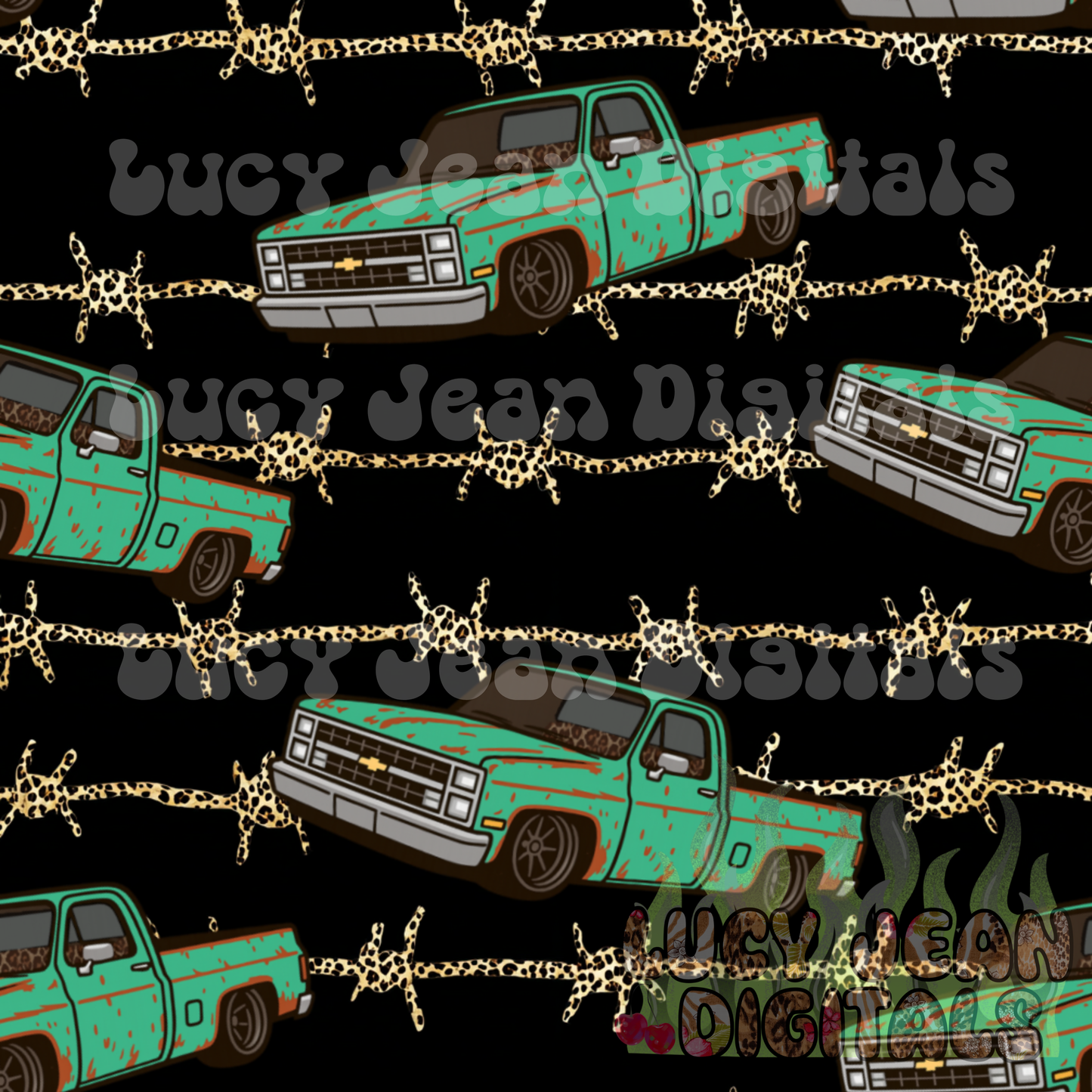 Leopard Barbed Wire C10 Truck Seamless File