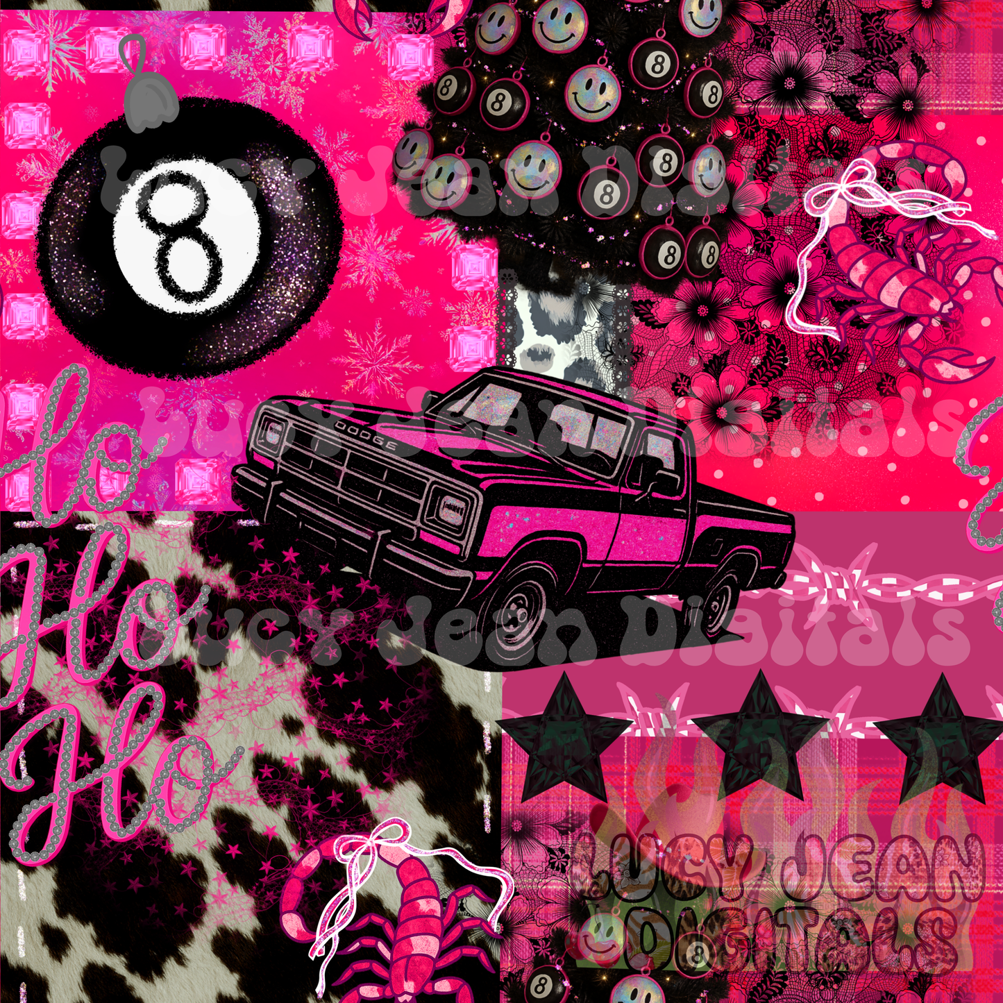 Pink Christmas Truck Seamless File