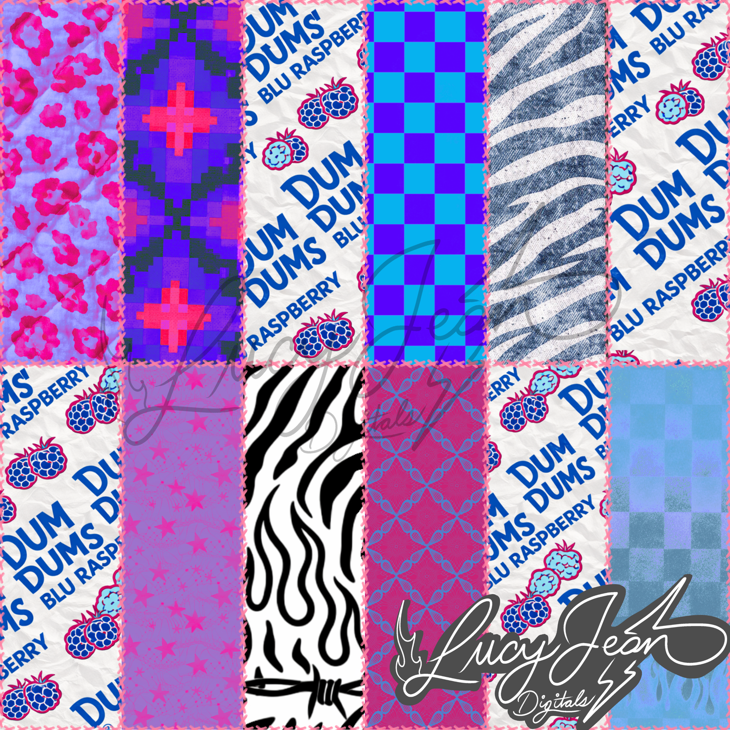 Blue Raspberry Lollipop Quilt Seamless File- 2026