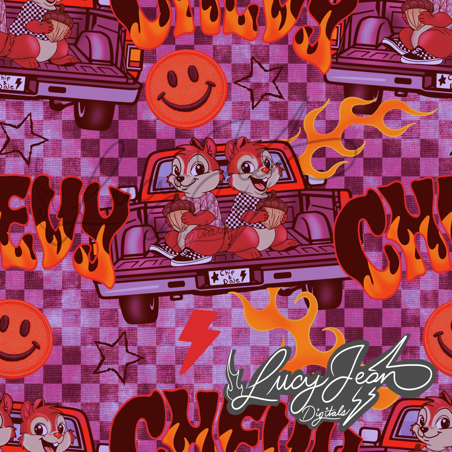 Pink Chipmunks + Truck Seamless File- 2026
