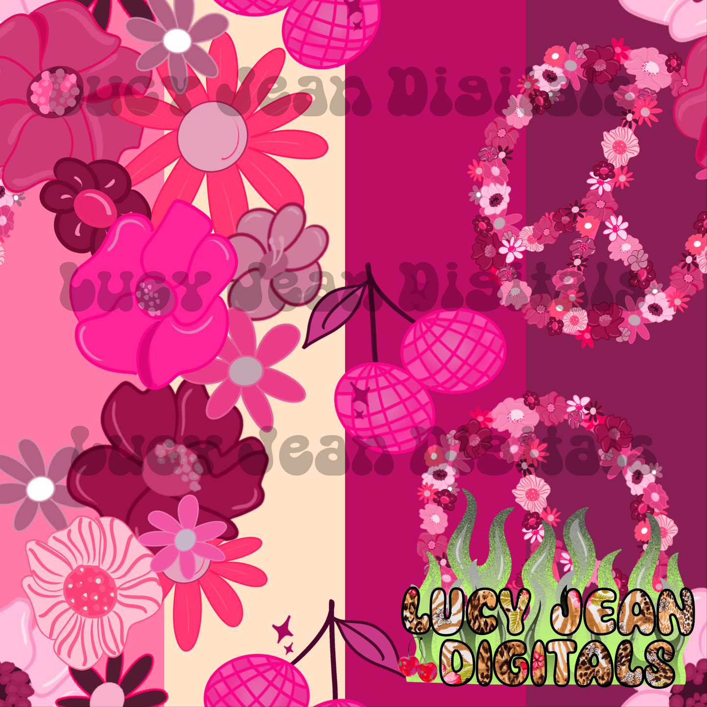 Pink stripe peace sign Seamless File