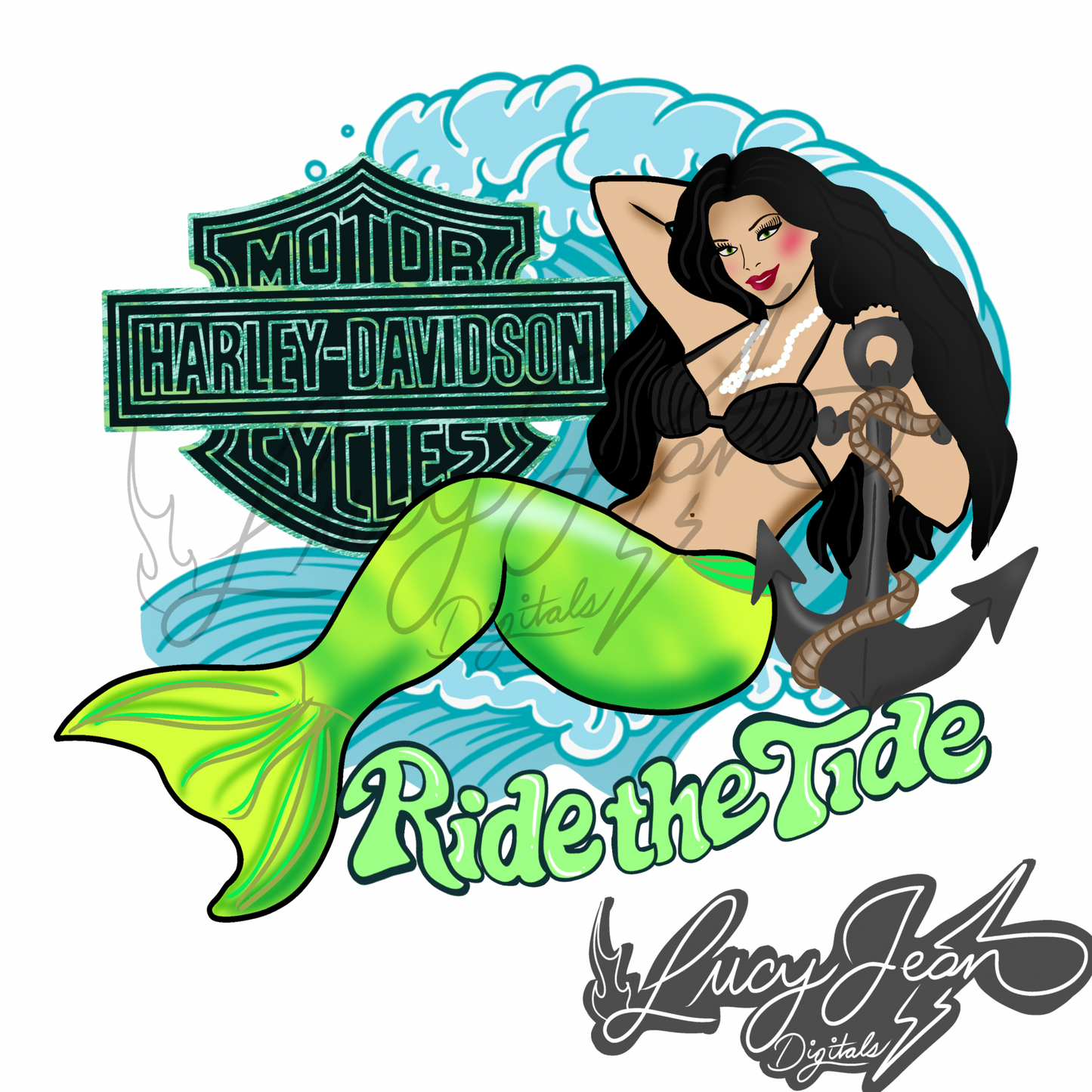 Mermaid HD motorcycle Babe PNG- 2026
