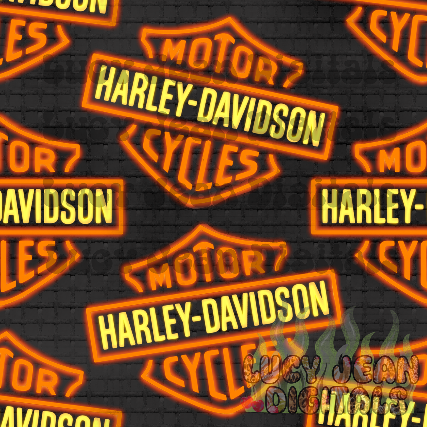 HD motorcycle Neon Sign Seamless File