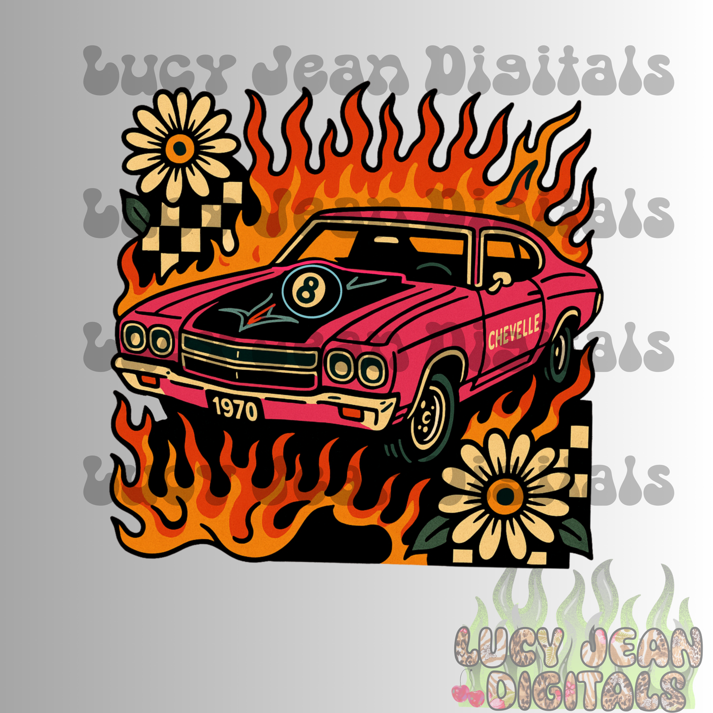 Retro 70s car PNG
