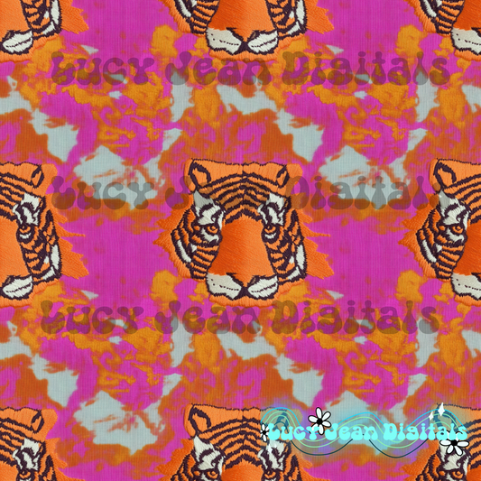 Retro Tie dye Tiger Seamless file