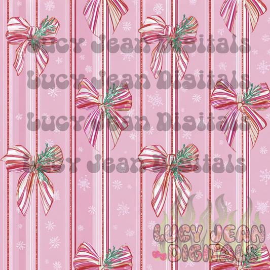 Christmas Bow mistletoe Stripes Seamless File