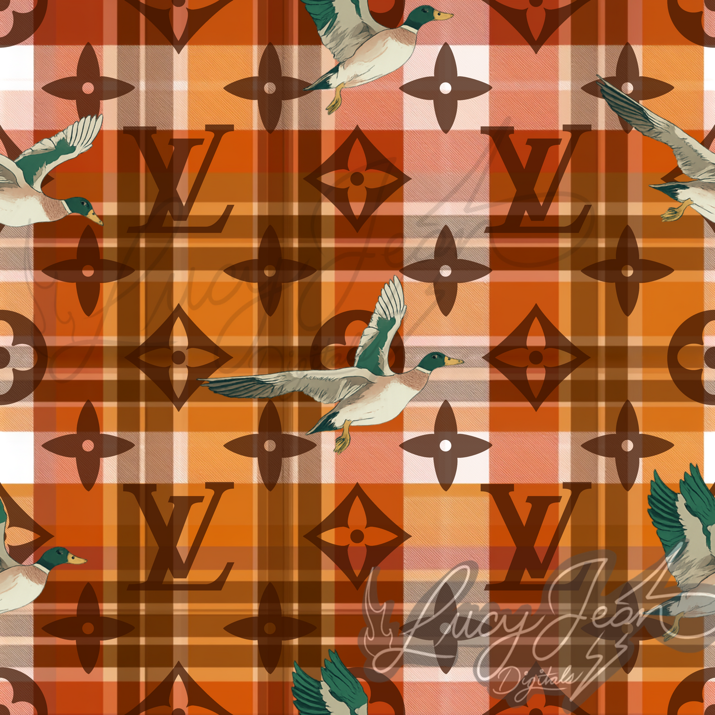 Boujee mallard orange plaid seamless file-2026