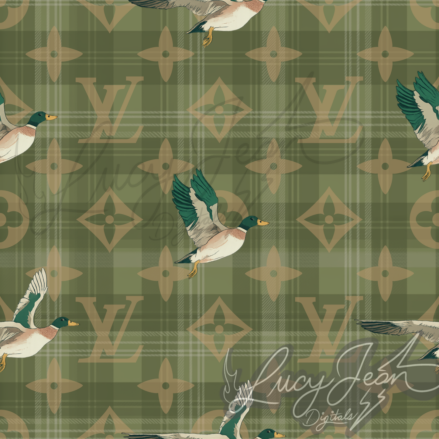Boujee mallard fall sage plaid seamless file-2026